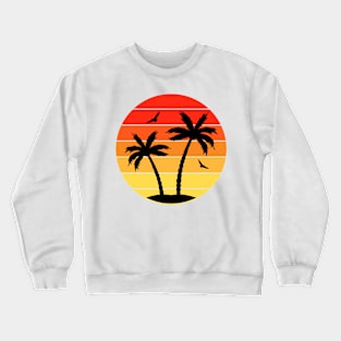 Vintage Colorful  beach sunset palm trees Crewneck Sweatshirt